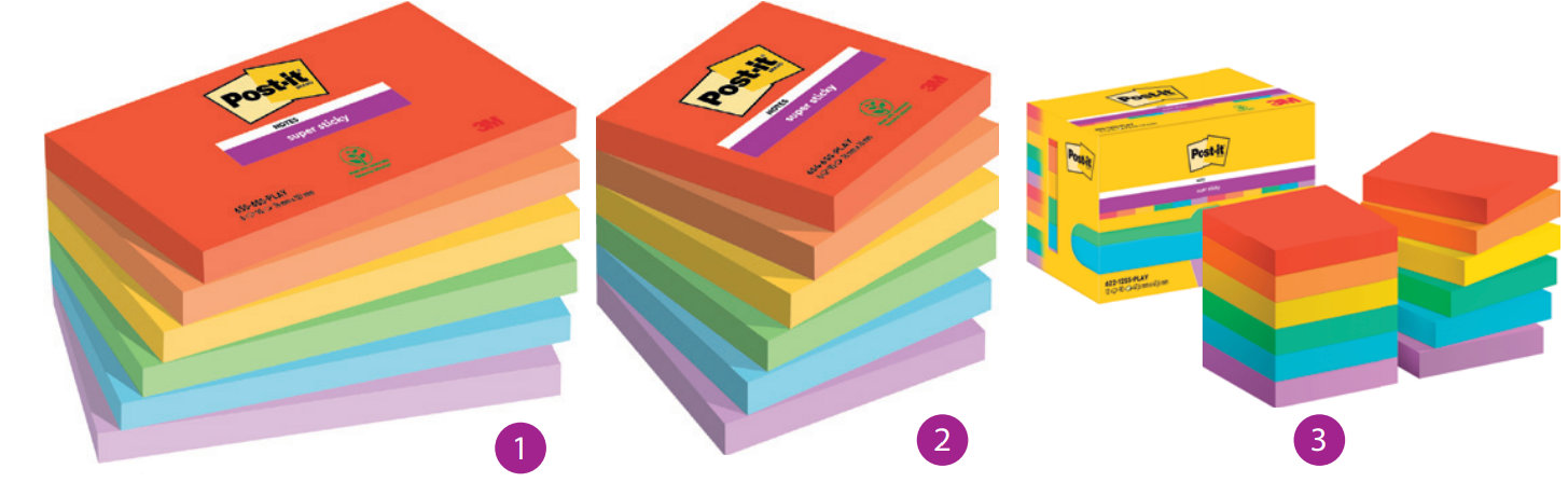 Karteczki samoprzylepne Post-it® Super Sticky kolekcja PLAYFUL
