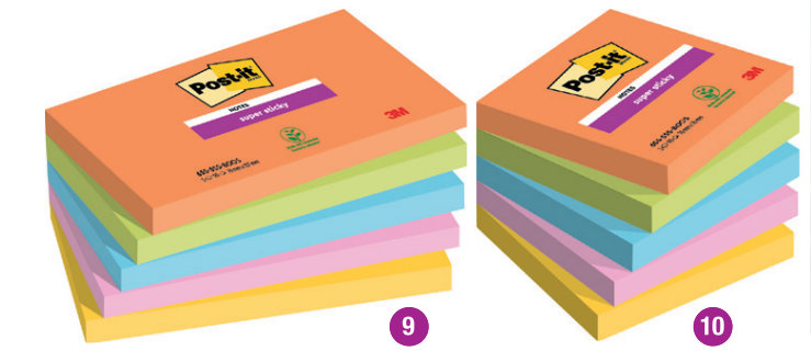Karteczki samoprzylepne Post-it® Super Sticky kolekcja BOOST