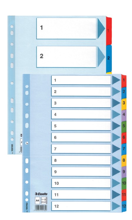 Przekładki kartonowe
Mylar numeryczne
i alfabetyczne Esselte