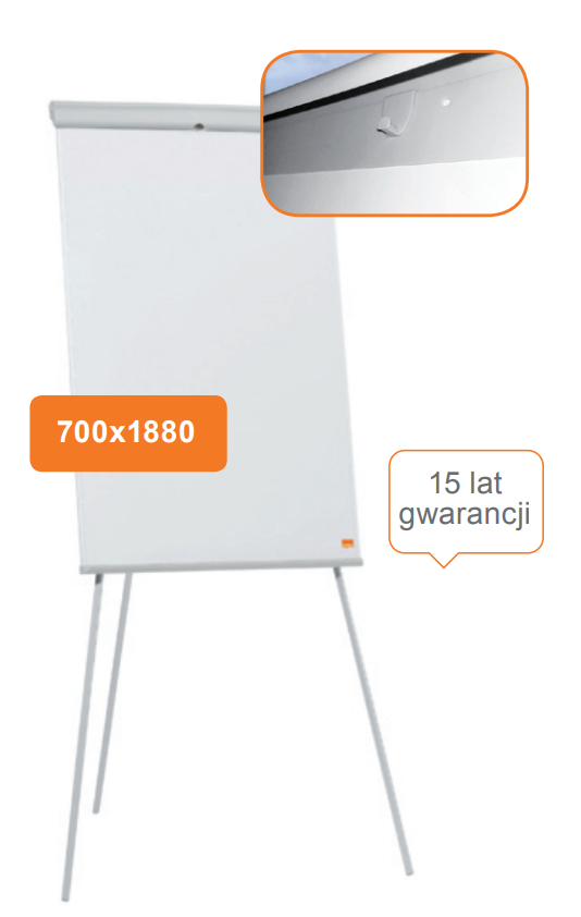Flipchart Nobo Essentials,
na statywie, ze stalową
magnetyczną powierzchnią